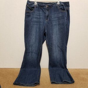 Lane Bryant jeans 22 embroidered back pockets whiskered denim stretch